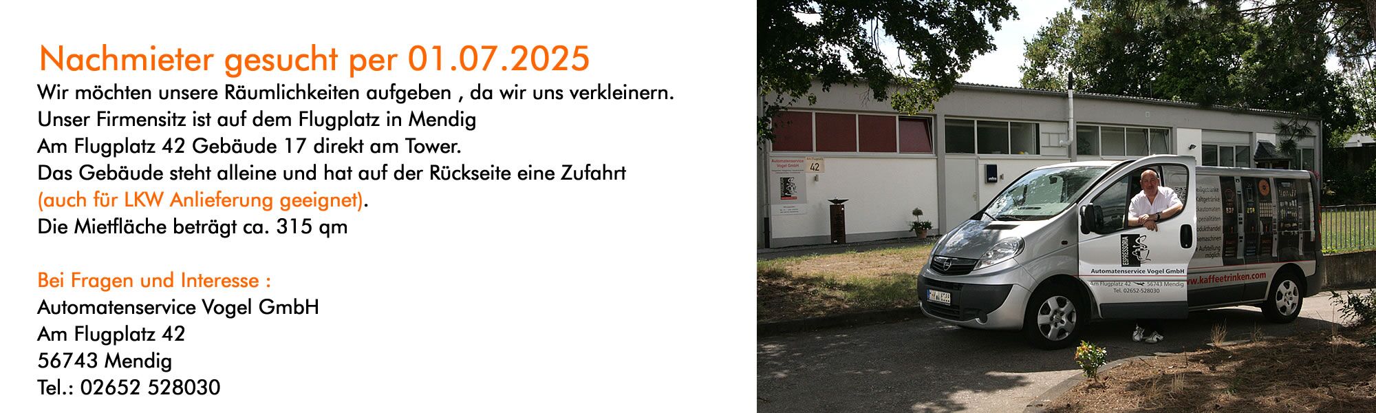 Nachmieter gesucht für Gebäude auf dem Flugplatz Mendig