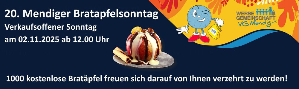20. Mendiger Bratapfelsonntag am 02.11.2025 ab 12.00 Uhr