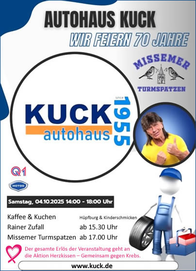 Einladung zum Jubiläumsfest – 70 Jahre Autohaus Kuck in Mendig